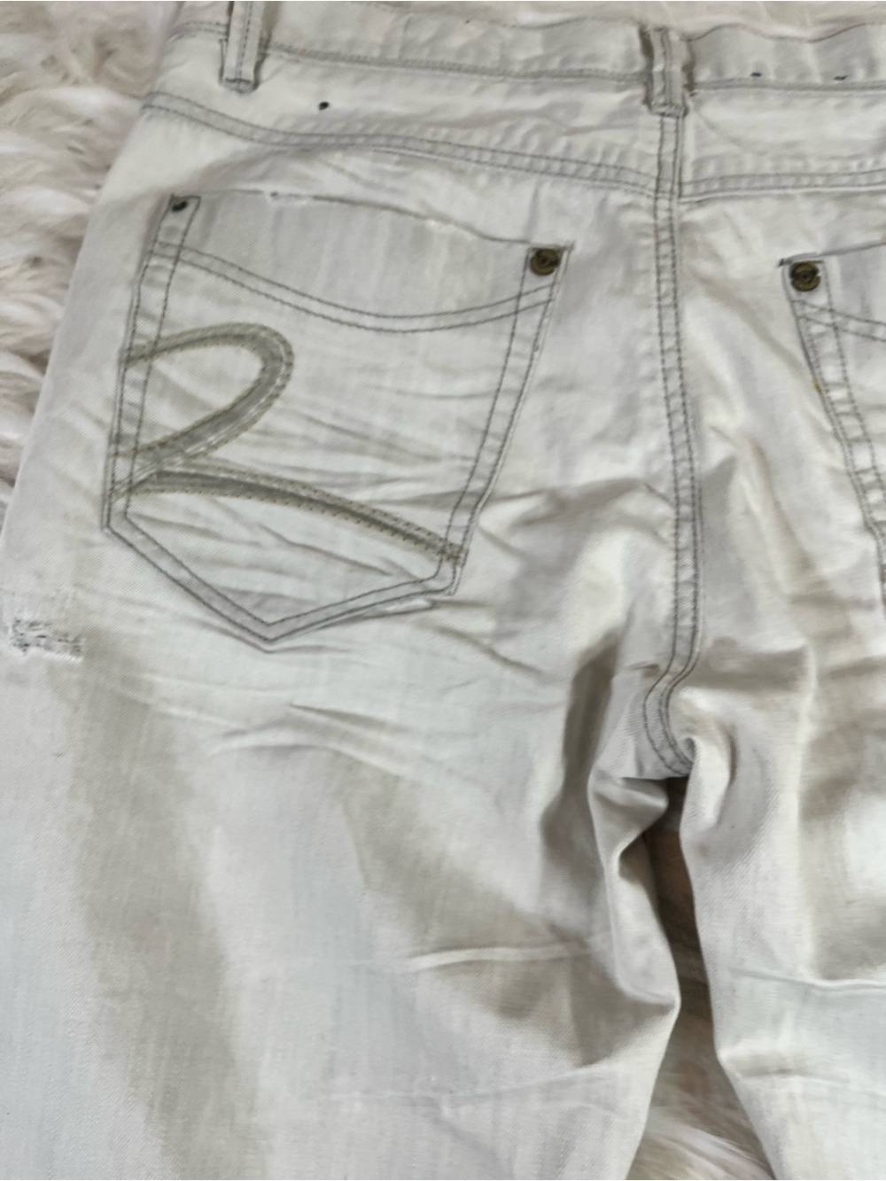 2DieFor Y2K Jeans Men's 36x33 Mid Rise Loose Fit White - Picture 6 of 8